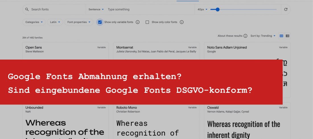 Google Fonts Abmahnung - DSGVO Google Fonts